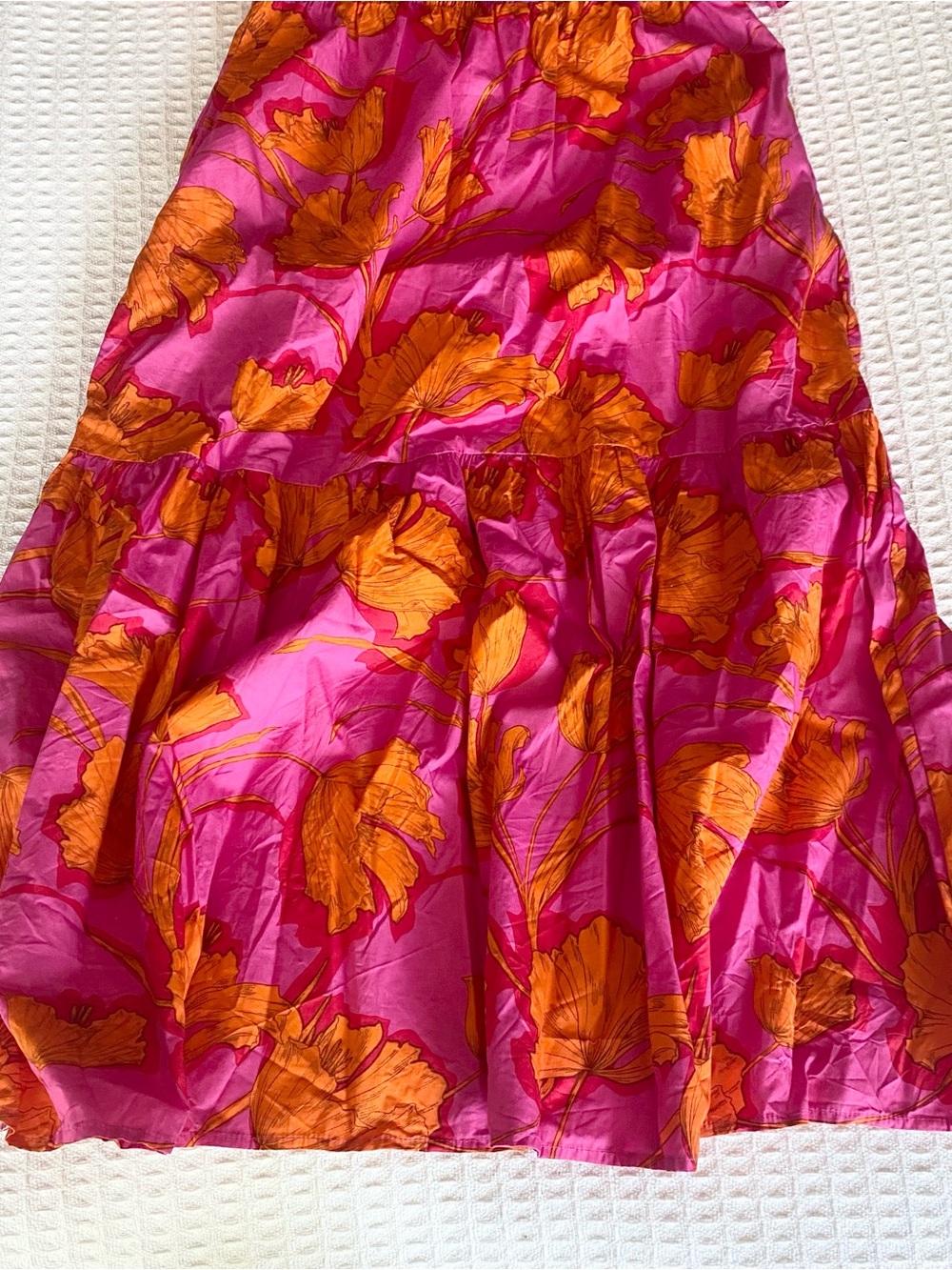 Sugarlips Hot Pink & Orange Floral Smocked Dress Medium - Picture 4 of 9
